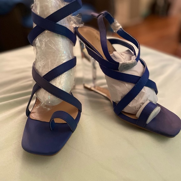 Shoedazzle Royal Blue 4”Wedge Heel Ankle Strap Size: 10 - Picture 1 of 10